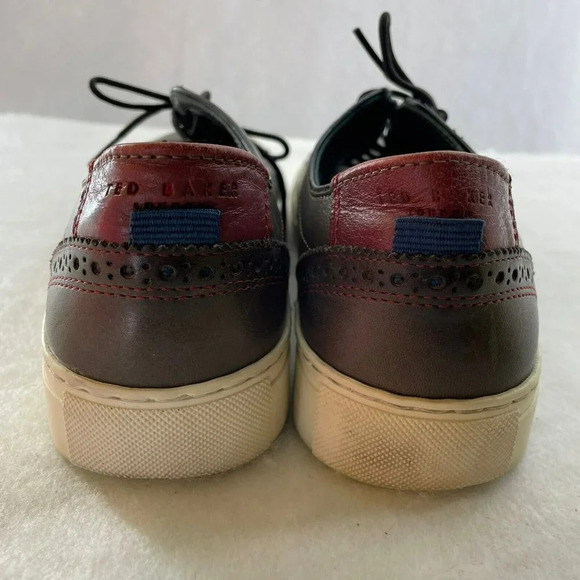 Ted Baker London Leather Sneaker Shoe Men's Sz 7 UK Gray Eyelet Low Top Lace Up - Picture 5 of 11